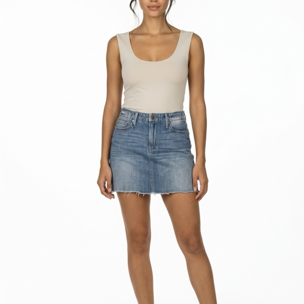 Good American Blue Denim Mini Skirt